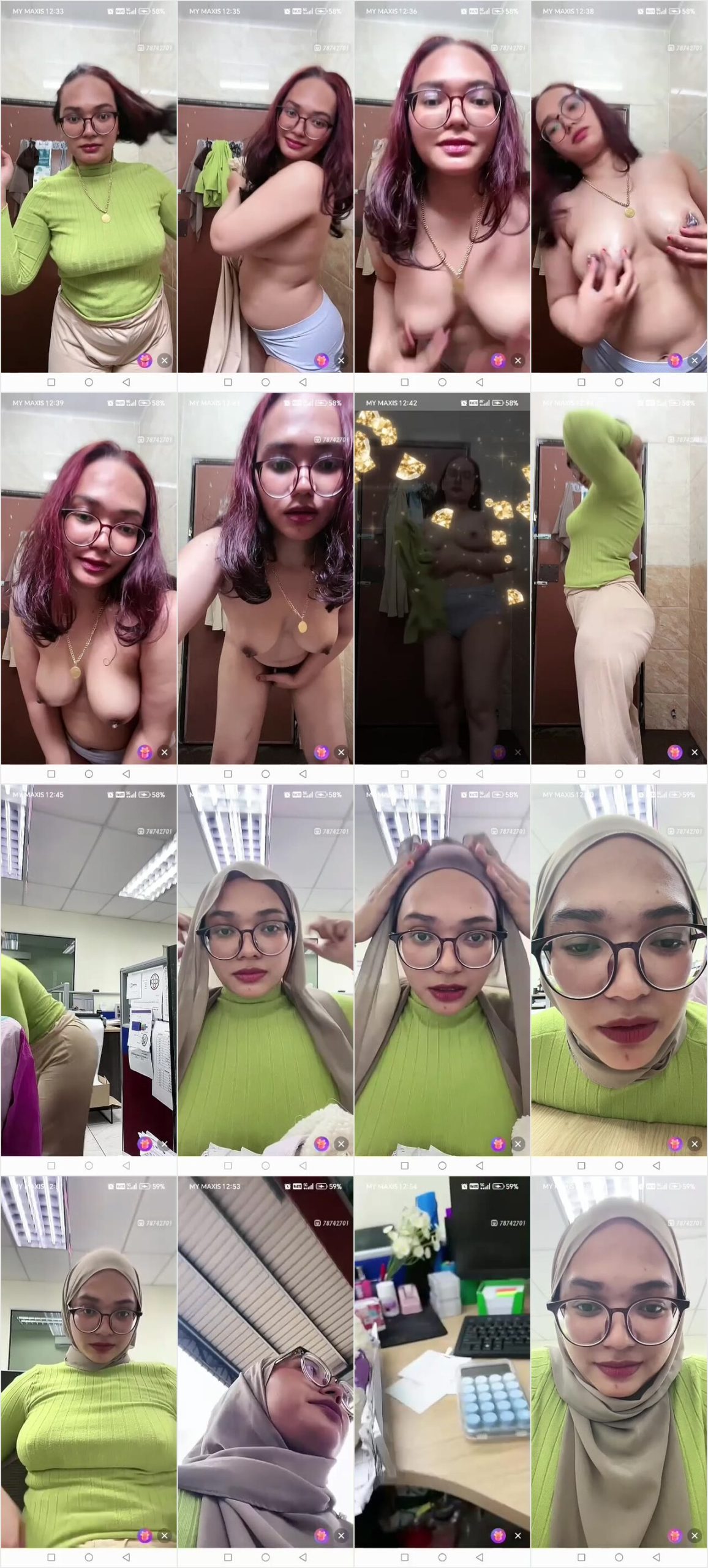 Yungrosa Toge Hijab Kacamata Pap Meki Di Kamar Mandi